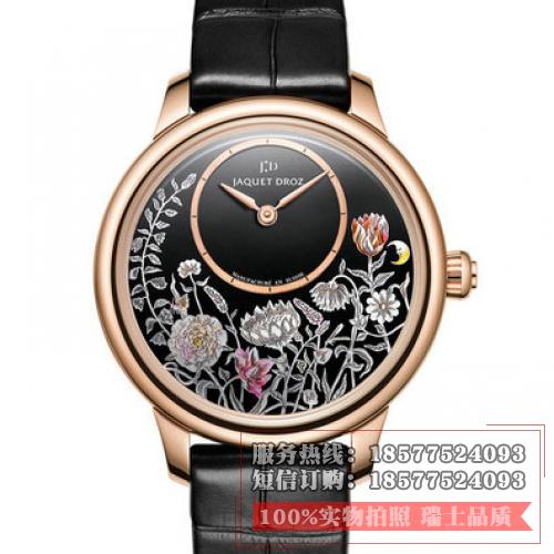 雅克德罗Jaquet Droz Les Ateliers D’art系列 J005003219 18K玫瑰金 缟玛瑙珍珠母贝时分小针 女士自动机械表