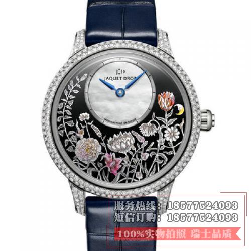 雅克德罗Jaquet Droz Les Ateliers D’art系列 J005004201 镶钻 缟玛瑙珍珠母贝时分小针 女士自动机械表