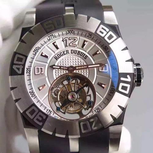 Roger Dubuis 罗杰杜比 EasyDiver系列Tourbidiver 真陀飞轮手动上链机械 条丁阿拉伯刻度 男士腕表