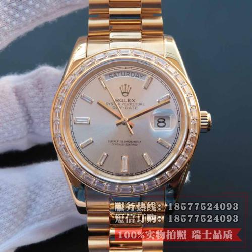Rolex 劳力士 星期日历型系列218399 18K金 镶钻 男士自动上链机械表 香港组装 品质