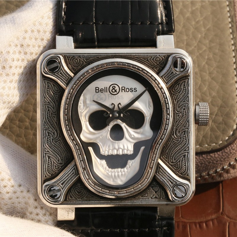 高仿纯银柏莱士 高仿柏莱士实心纯银柏莱士 Bell & Ross 系列雕刻方形腕表