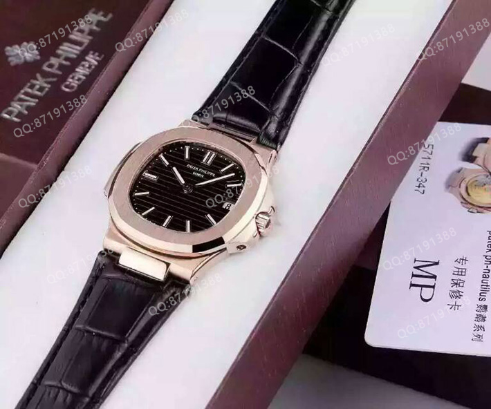 百达翡丽5711R 黑面 一比一高精仿百达翡丽PATEK PHILIPPE 运动系列NAUTILUS 5711R 包18K玫瑰金 黑面 自动上链机械男士