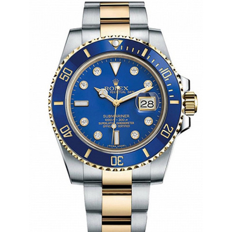 复刻表间金蓝水鬼 劳力士（rolex） 116613LB 镶钻刻度