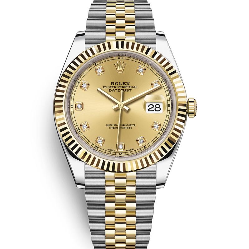 劳力士手表复刻表款（rolex）日志型 126333 金色面钻刻度